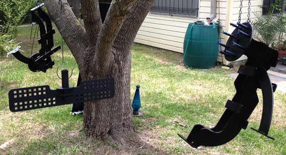 hanging in tree being painted